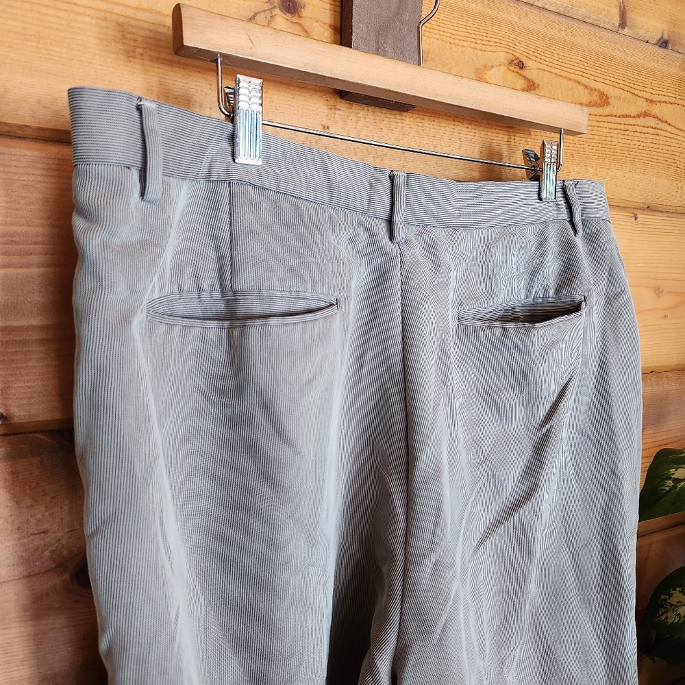 Calvin Klein 💙 Men Pinstripe Taupe Modal Dress Pants Flat Front Slacks 36 X 30" - Picture 8 of 10